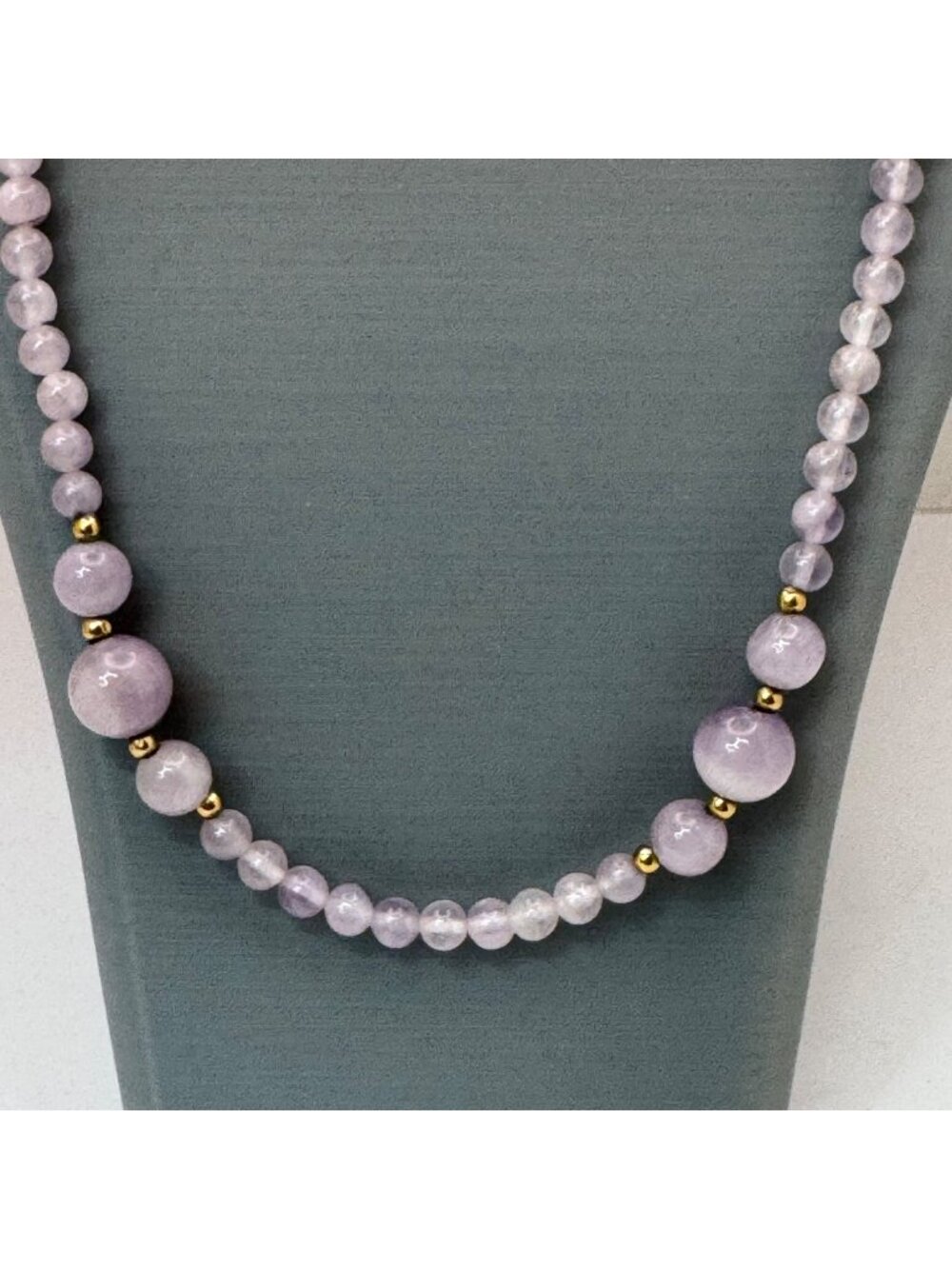 14k Gold Amethyst Necklace Lavender Beaded 35" Statement Purple Lilac Vintage